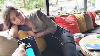 Remote control orgasm of my stepsister into Bar !