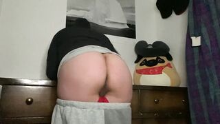 Chubby older ftm bare ass spanking.