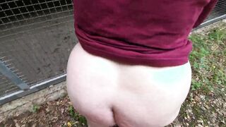 Butt flogging at outdoor barn