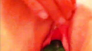 Cumming with a cucumber into my snatch