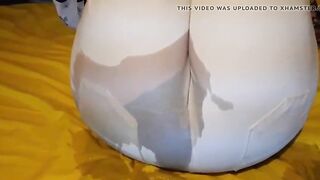 Alice bedwetting into trousers and underwear
