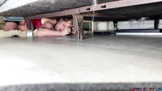Stepmom gets boned while stuck under the bed