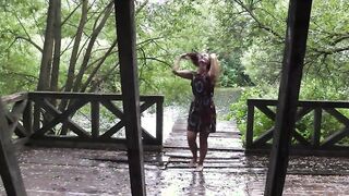 Topless dance by rain