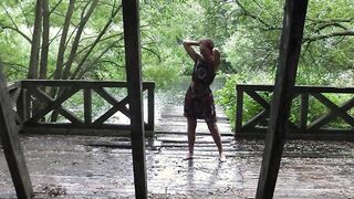 Topless dance by rain