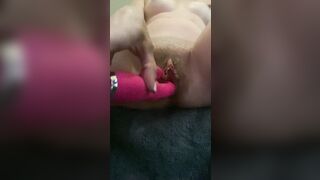 Im having fun into my break with my pink vibrator