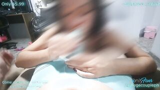 Pouch panties hand job, cum inside clothes, jizzed inside leggings