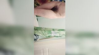 What is under my cloths? Bushy snatch! 1 more bathing movie. Piss.