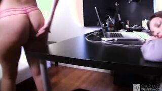 Office Lady Carmen Valentina Finger Bangs Vulgar Mindi Mink!