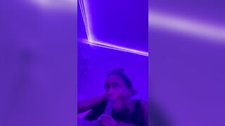 Caught my step sister inside my bed made her sick my dick (drink cum at the end)
