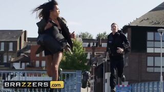 Brazzers - Peirced clit Asian Polly Pons deepthroats big penis cop in jail