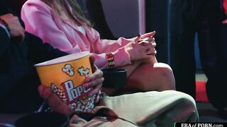 Blonde almost caught giving bj in public