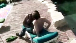 Wild african bimbo with round butt gets deep anal drilling near the pool
