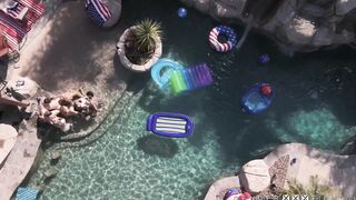 Insane 3 guys 4 transgenders pool dick fest