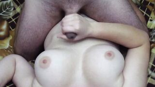 Big Tit Fiance Jerks Off Hubby's Penis And He Ejaculates On Her Bigger Jugs
