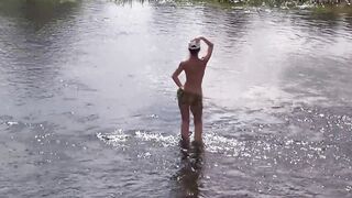 Naked bathing inside Derzha-river