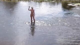 Naked bathing inside Derzha-river