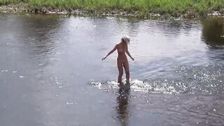 Naked bathing inside Derzha-river