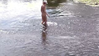 Naked bathing inside Derzha-river