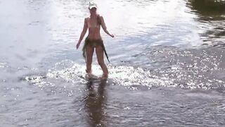 Naked bathing inside Derzha-river