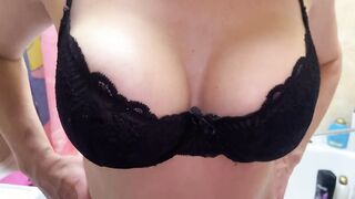 Huge jugs my step cougar inside the restroom
