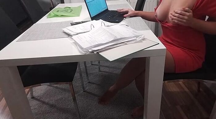 masturbates while working at the computer at work