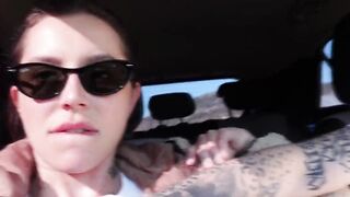 Dark Hair With Plump Lips PUBLICLY Blows My Penis On The Side Of The Road!! pov