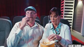 Cinema time and teen moaned during movie