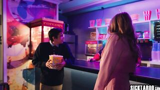 Cinema time and teen moaned during movie
