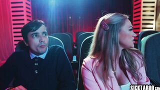 Cinema time and teen moaned during movie