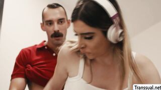 Husband caught fucking TS babysitter
