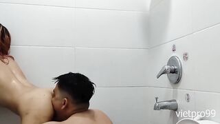 Fucking with mistress inside toilet