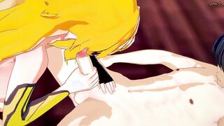 Adorable hentai girls blowing cock and swallowing cum into this