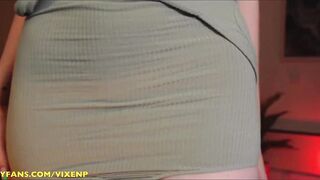 bodysuit Bombshell into red tights nylons closeup booty