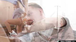 Guy anal fucks nurse in front of stepmom