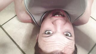 Slim flexible hoe pisses into her mouth while doing YOGA solo