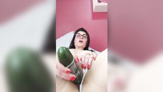 hispanic fucking with a cucumber