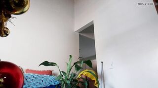 Fiance cleans inside her yellow dress