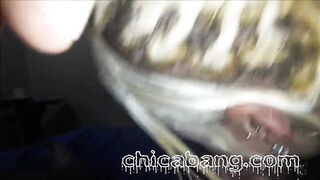 Inked Hispanic bimbo Karina blowing cock