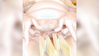 Twat pumping and cloths pin play twerking