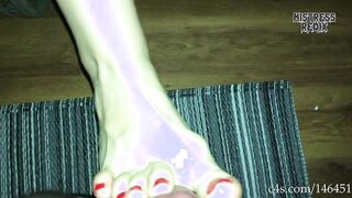 Nice feet job ballbusting with my sub