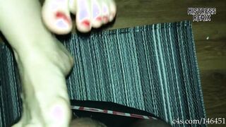 Nice feet job ballbusting with my sub