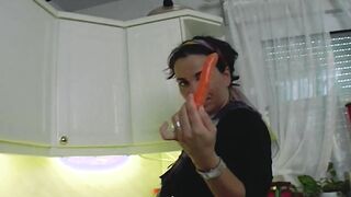 Turned On and big tit German mom enjoy eating cum inside the kitchen