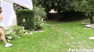 Hotties Connie Smith And Bailey Ryder Fucked Into The Backyard