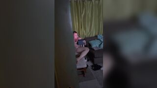 full length hand held iphone spy movie caught wanking into the front room