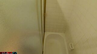 Stepsister enters stepbrother's shower and he enters her (point of view)