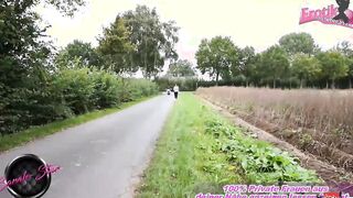 German rocker bitch get cumshot on Bike