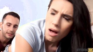 STUCK4K. Stud can banged Goddess roommate and he wont blow
