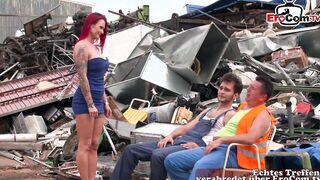 German huge breasts old red haired cougar gets anal public 3some