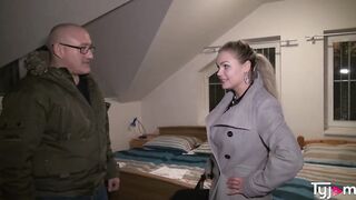 Cutie blonde bimbo Barra Brass assfucked by a rough french dick