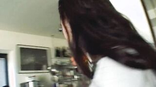 Wild pantyhose wearing German cougar adores eating cum after a deep screwed